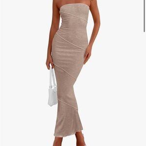 Elegant Tan Strapless Dress